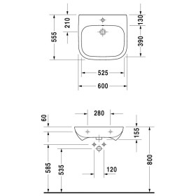 Lavabo Duravit D-Code Vital 60 cm, con troppopieno