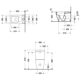 Serbatoio di scarico Duravit Happy D.2 per combinazione WC con collegamento a sinistra o a destra
