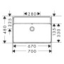 hansgrohe Xanuia Q Aufsatzwaschtisch geschliffen 700/480 ohne Hahnloch mit Überlauf