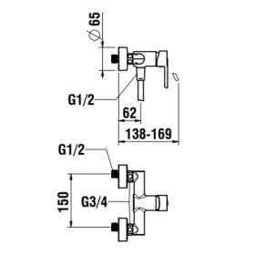 Mitigeur de douche encastré à levier unique LAUFEN LUA avec accessoires