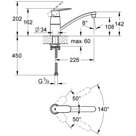 Robinet de cuisine monocommande GROHE Eurosmart C