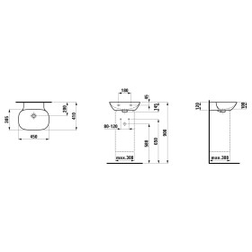 Lavabo à main LAUFEN INO 45 x 41 cm avec trop-plein, sans trou de robinet