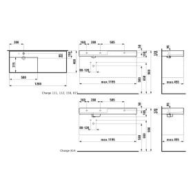 Lavabo LAUFEN Kartell 120 x 46 cm, con mensola a destra, con 3 fori per rubinetto