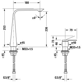 Rubinetto per lavabo a 2 fori Duravit D.1 XL
