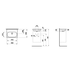 Lavabo LAUFEN LUA 45 x 35 cm senza foro rubinetto, con troppopieno