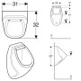 Geberit Corso Urinal mit Zulauf von hinten, Abgang nach hinten, für Deckel