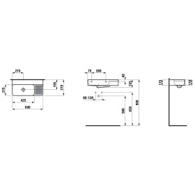 Lavabo sottopiano LAUFEN Val Compact 60 x 31,5 cm, senza foro per rubinetto, con troppopieno