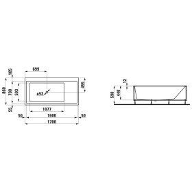 Baignoire d'angle LAUFEN Kartell 170 x 86 cm avec tablier en L à droite