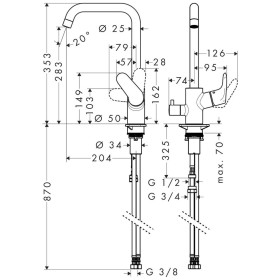 hansgrohe Focus M41 Einhebel-Küchenmischer 260, Geräteabsperrventil, 1jet