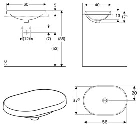 Geberit VariForm Einbauwaschtisch, elliptisch