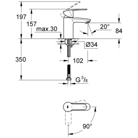 Rubinetto monocomando per lavabo GROHE Eurostyle C Silkmove ES DN 15, taglia S