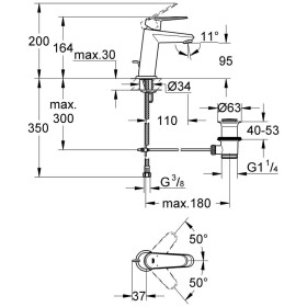 Rubinetto monocomando per lavabo Eurodisc Cosmopolitan GROHE, DN 15