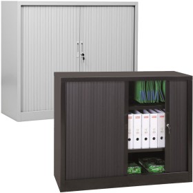 Wolfstahl Rolladenschrank Stahl 2 Fachböden Zylinderschloss 120 x 46 x 105 cm lichtgrau - schwarz