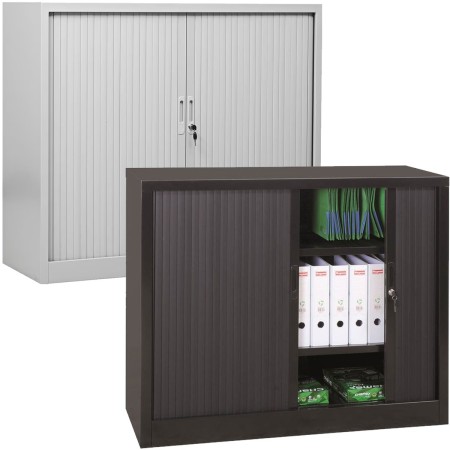 Wolfstahl Rolladenschrank Stahl 2 Fachböden Zylinderschloss 120 x 46 x 105 cm lichtgrau - schwarz