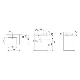 Lavabo da appoggio LAUFEN Kartell by LAUFEN 60 x 46 cm, con 1 foro rubinetto, mensola a destra