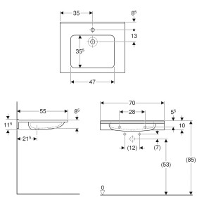Geberit Publica Waschbecken 70 x 55 cm mit 1 Hahnloch mittig
