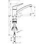 hansgrohe Logis M31 Einhebel-Küchenmischer 120, Niederdruck, offene Warmwasserbereiter, 1jet