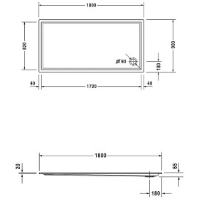 Duravit Starck Slimline Duschwanne Rechteck 180 x 90 cm