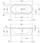 Duravit Starck Oval-Badewanne 180 x 80 cm freistehend mit Schürze und Gestell