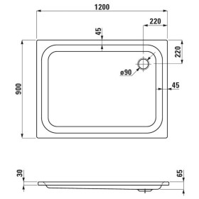 LAUFEN Platina Duschwanne XXL 120 x 90 cm ohne Antislip