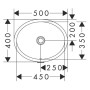 hansgrohe Xuniva D Unterbauwaschtisch oval 45 x 35 cm, mit Überlauf