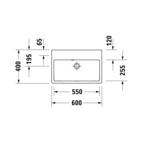 Lavabo mobile compatto Duravit Vero Air senza foro per rubinetto 60 x 40 cm, con troppopieno