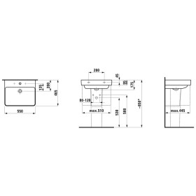 Lavabo LAUFEN PRO S 55 cm senza foro rubinetto, con troppopieno