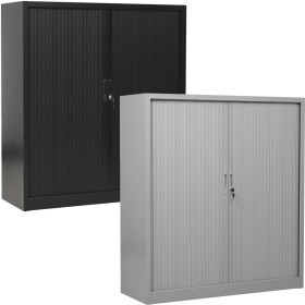Wolfstahl Rolladenschrank Stahl 2 Fachböden Zylinderschloss 120 x 46 x 135 cm lichtgrau - schwarz