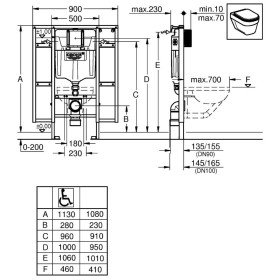 GROHE Rapid SL pour réservoir de chasse murale pour WC GD, accessible aux personnes à mobilité réduite