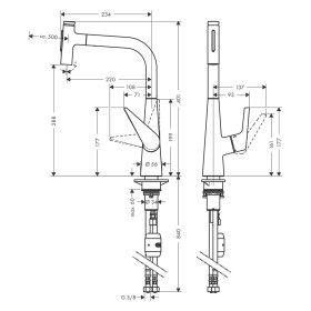 hansgrohe Talis Select M51 Einhebel-Küchenmischer 300, Ausziehbrause, 2jet