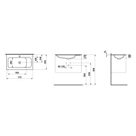 Lavabo per mobile LAUFEN MEDA SLIM 77,5 x 44,5 cm, con foro rubinetto senza troppo pieno