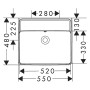 hansgrohe Xanuia Q Waschtisch 550/480 ohne Hahnloch mit Überlauf