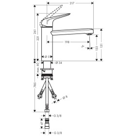 hansgrohe Focus M42 Einhebel-Küchenmischer 120,  Niederdruck, offene Warmwasserbereiter, 1jet
