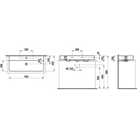 Lavabo d'appoggio LAUFEN Val 95 x 42 cm, con 2 fori per rubinetti, senza troppopieno
