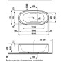 LAUFEN Il Bagno Alessi freistehende Badewanne 183 x 87 cm, mit Beleuchtung
