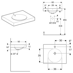 Geberit Preciosa II 60 x 50 cm mit Hahnloch und Überlauf