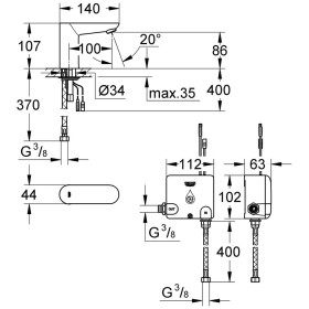 Rubinetto per lavabo GROHE Euroeco CE senza miscelazione con elettronica ad infrarossi Powerbox