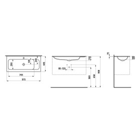 LAVABO MOBILE LAUFEN MEDA SLIM 97,5 x 44,5 cm, con foro rubinetto senza troppo pieno