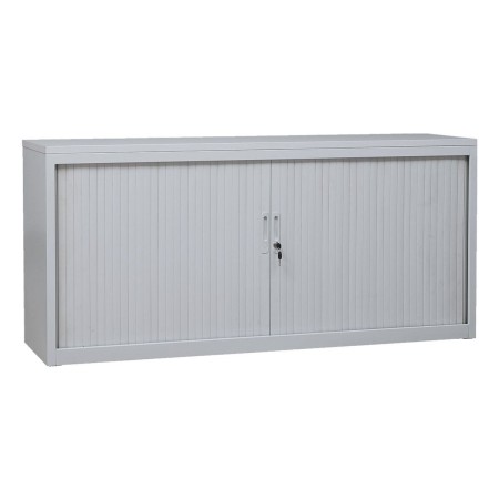 Wolfstahl Rolladenschrank Stahl 1 Fachböden Zylinderschloss 160 x 46 x 75 cm lichtgrau - schwarz - weiss