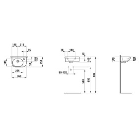 Lavabo LAUFEN LUA 36 x 25 cm, vasca sinistra senza troppo pieno