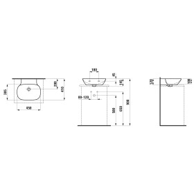 Lavabo d'appoggio LAUFEN INO 45 x 41 cm, con troppo pieno, senza foro per rubinetto