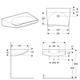 Geberit Paracelsus Waschtisch 64 x 49 cm, barrierefrei