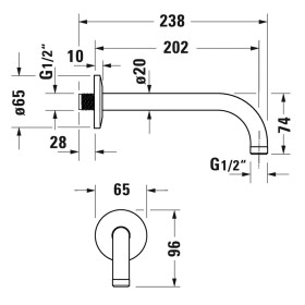 Duravit Brausearm gebogen 21 cm