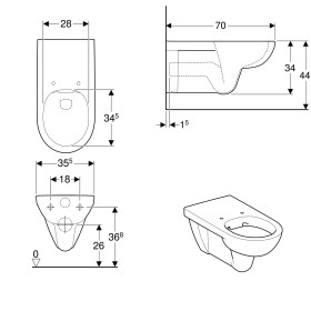 Geberit Renova Comfort Wand-WC Tiefspüler, Rimfree