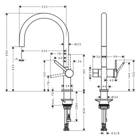hansgrohe Talis M54 Einhebel-Küchenmischer 220, Geräteabsperrventil, 1jet