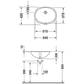 Lavabo incasso Duravit Santosa 54,5 x 42,5 cm