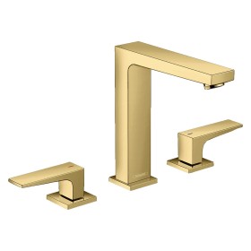 hansgrohe Metropol 3-Loch Waschtischarmatur 160 mit Hebelgriffen und Push-Open Ablaufgarnitur