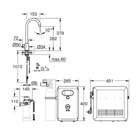 Kit di erogazione GROHE Blue Professional C, Rubinetto mono