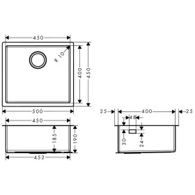 Évier encastré hansgrohe S719-U450 450