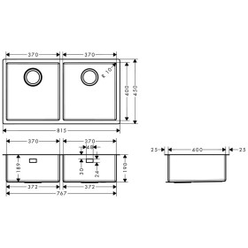 Évier encastrable hansgrohe S719-U765 370/370